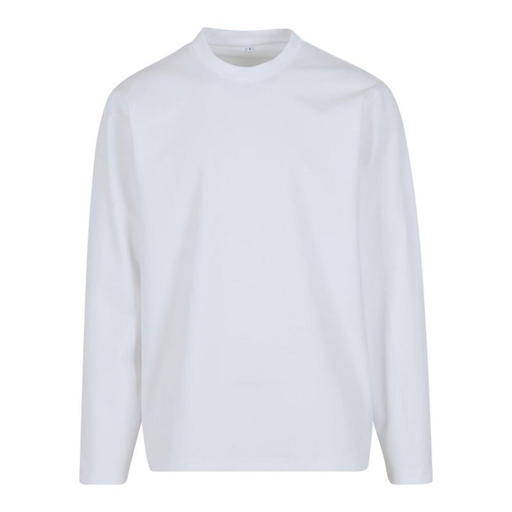 Build Your Brand Mens Sorona Loose Long-Sleeved T-Shirt / White